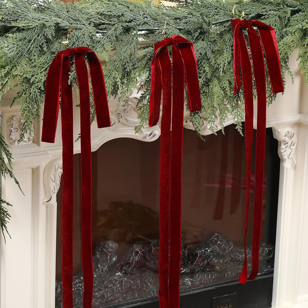 Red Velvet Ribbon Bow, 23.5"