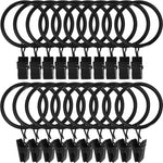 Metal Curtain Rings with Clips, Black, 20 Pack