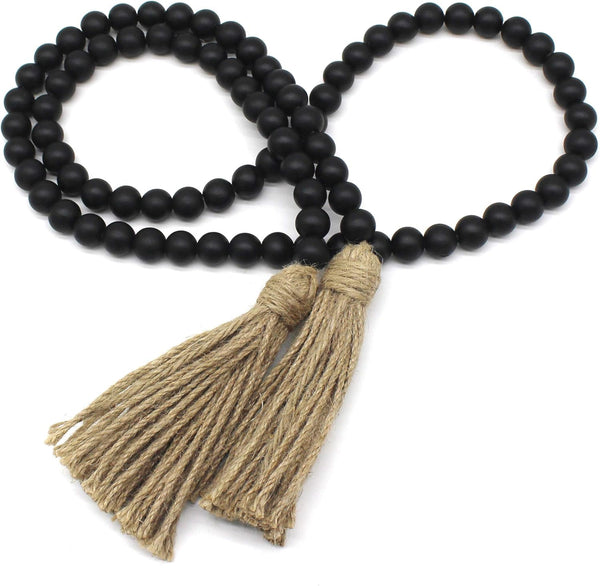 Decorative Wooden Beads, 59", Black