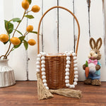 Decorative Wooden Beads, 59", White