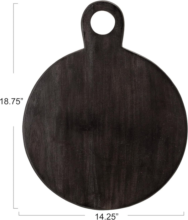 Acacia Round Wood Tray/Cutting Board, Black