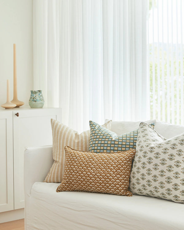Fiore Khaki Linen Cushion, 22" x 22"