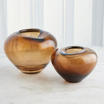 Undulating Vases, Dark Amber, 2 Sizes