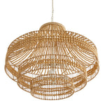 Tulane Chandelier, Natural Wood and Abaca, White