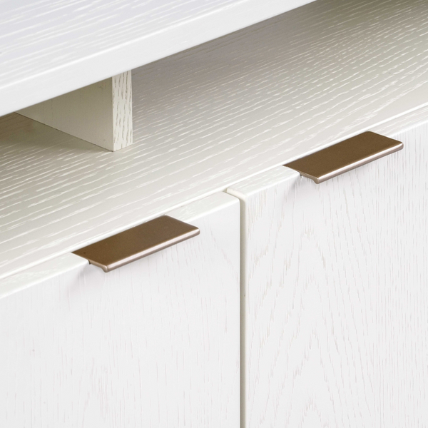 Ambrose Modular Media Stand, Champagne Gold / Cream, 75.25"W x 16.5"D x 24.5"H
