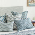 Etoile Azure Linen Cushion, 12" x 18"