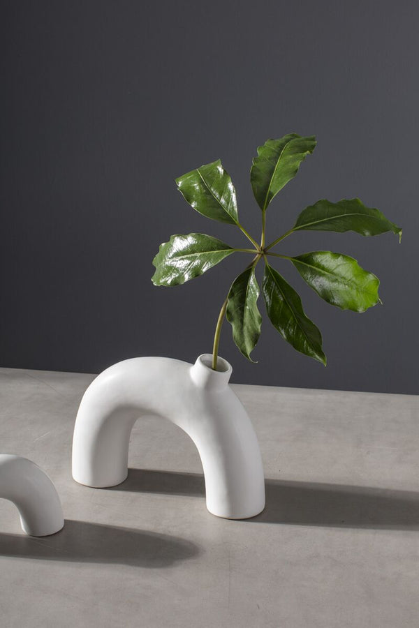 Elia Vase, White, 10.25" x 7.5"