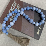 Rustic Light Blue Wooden Beads, 32"