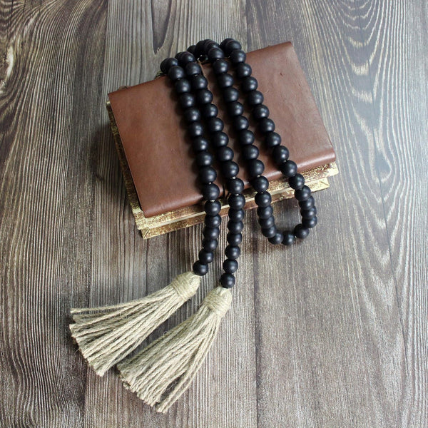 Decorative Wooden Beads, 59", Black