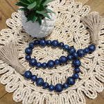 Rustic Blue Wooden Beads, 32"