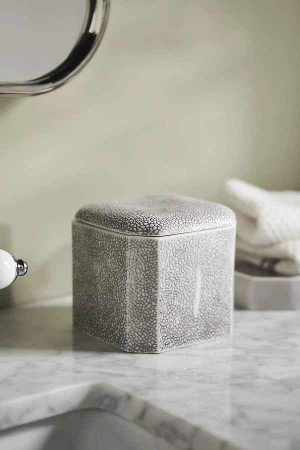 Shagreen Cotton Jar, Grey/ Unique