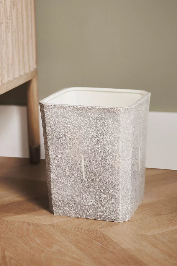 Shagreen Waste Basket, Grey/ Unique
