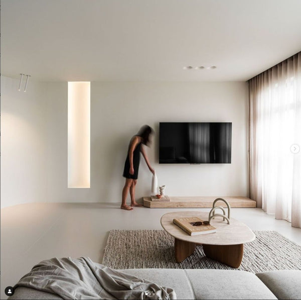 Eden Coffee Table, Light Oak, Travertine, 39.4"Dia × 13.8" H