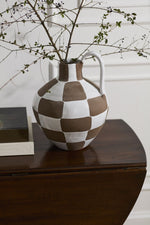 Fairfax Jug - Checker Brown, 14.5"