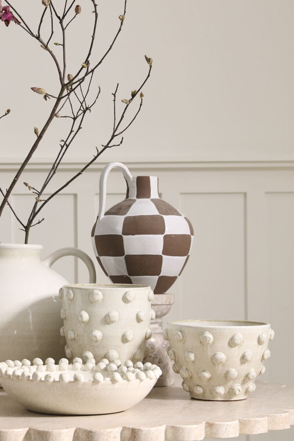 Fairfax Jug - Checker Brown, 14.5"
