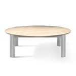 Cove Round Coffee Table, Aluminum Bone/Travertine Natural