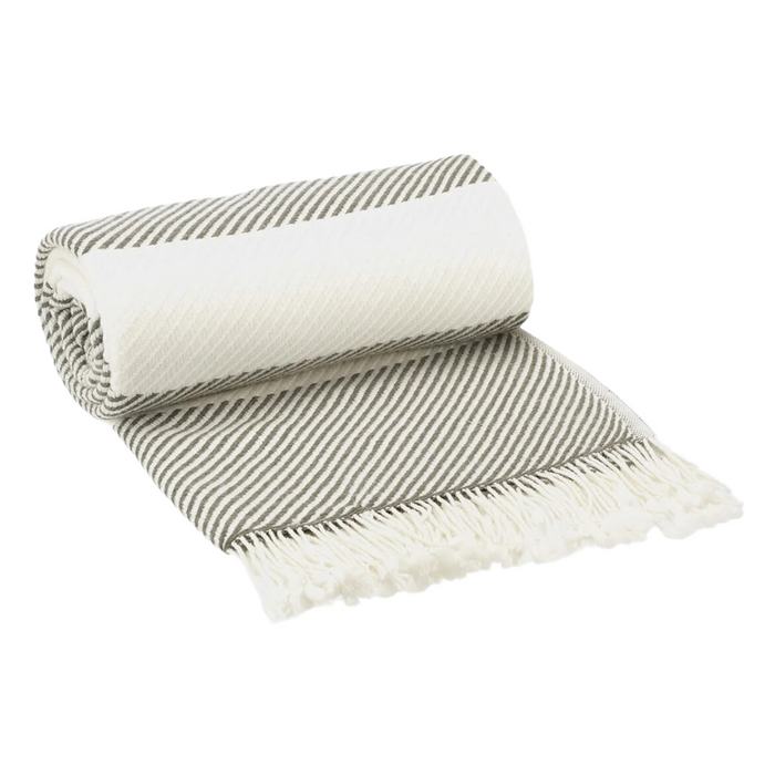 Solene Throw, White/Khaki