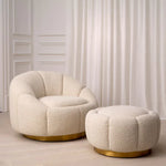 Inger Swivel Chair with Ottoman, Bouclé Cream