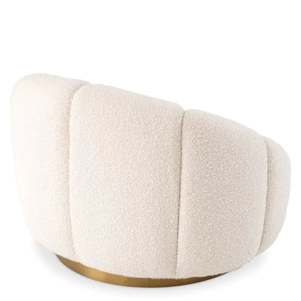 Inger Swivel Chair with Ottoman, Bouclé Cream