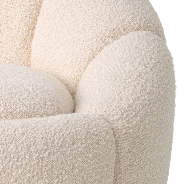 Inger Swivel Chair with Ottoman, Bouclé Cream