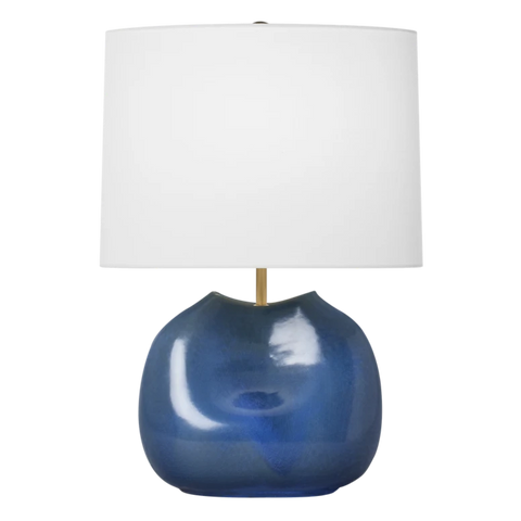 Ulla Medium Table Lamp, Blue Anglia Crackle