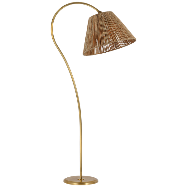 Dume Large Arched Floor Lamp, Hand-Rubbed Antique Brass