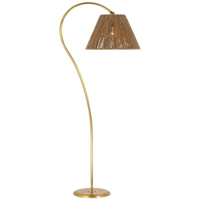 Dume Large Arched Floor Lamp, Hand-Rubbed Antique Brass