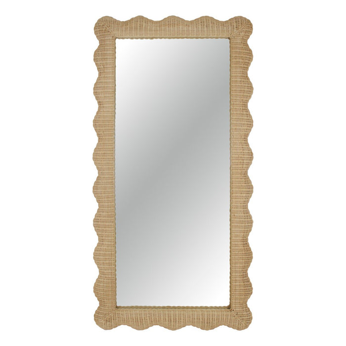 Bonnie Rattan Scallop Frame Floor Length Mirror, 79"H, Natural
