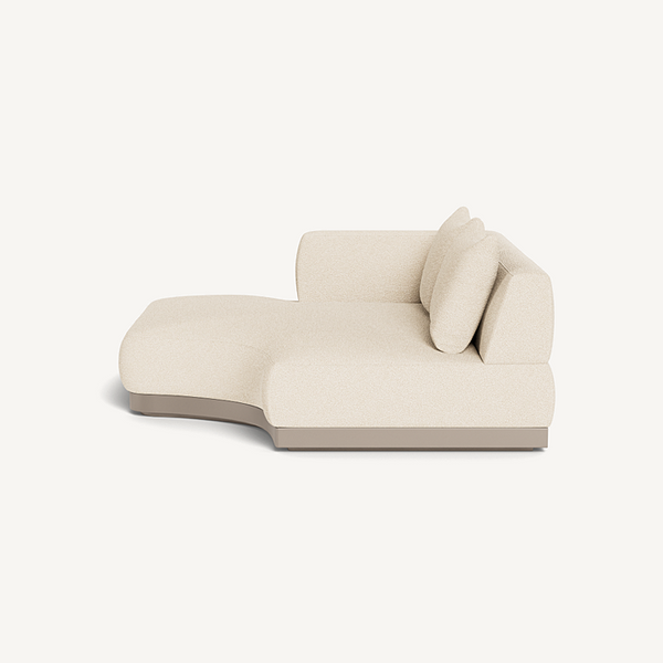 Amalfi Curved Chaise, Left Arm - Aluminium Taupe/Riviera Sand, 65.6"W
