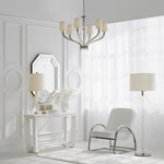 Riga Floor Lamp, Polished Nickel with Clear Glass