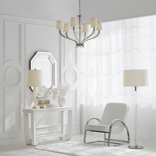 Riga Floor Lamp, Polished Nickel with Clear Glass