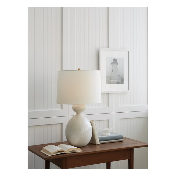 Gannet Table Lamp, Bone Craquelure, 29.25"H