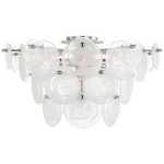 Loire Large Tiered Flush Mount, Polished Nickel/White Glass