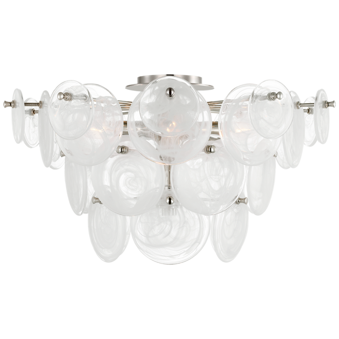 Loire Large Tiered Flush Mount, Polished Nickel/White Glass