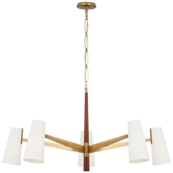 Olina 44" Chandelier, Hand-Rubbed Antique Brass and Mahogany