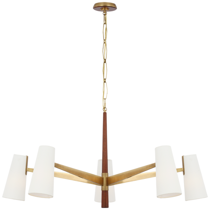 Olina 44" Chandelier, Hand-Rubbed Antique Brass and Mahogany