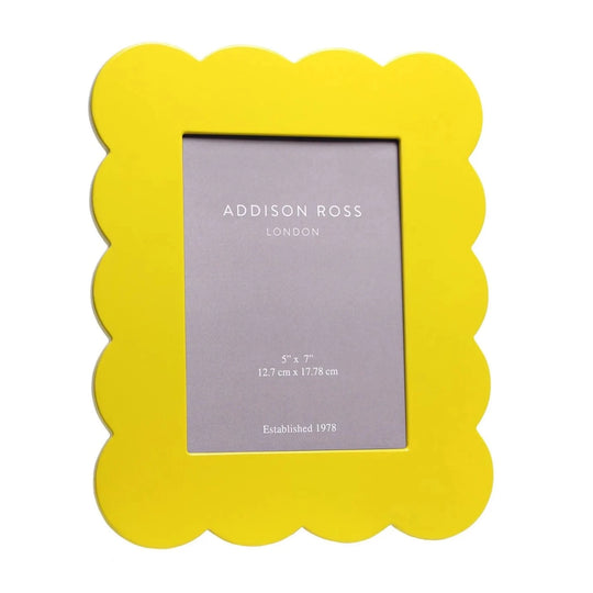 Yellow Scalloped Lacquer Photo Frame, 5 x 7"