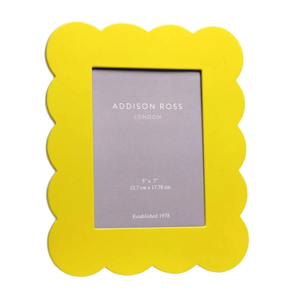Yellow Scalloped Lacquer Photo Frame, 5 x 7"
