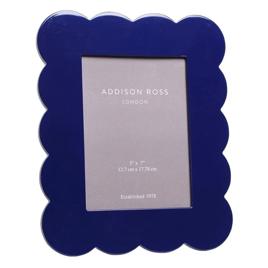 Navy Scalloped Lacquer Photo Frame, 5 x 7"
