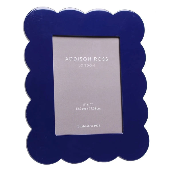 Navy Scalloped Lacquer Photo Frame, 5 x 7"