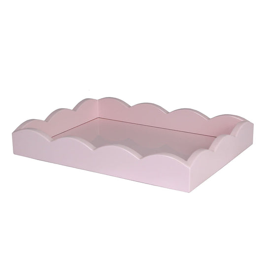 Small Lacquered Scalloped Tray - Pale Pink, 10.5"W x 8"D