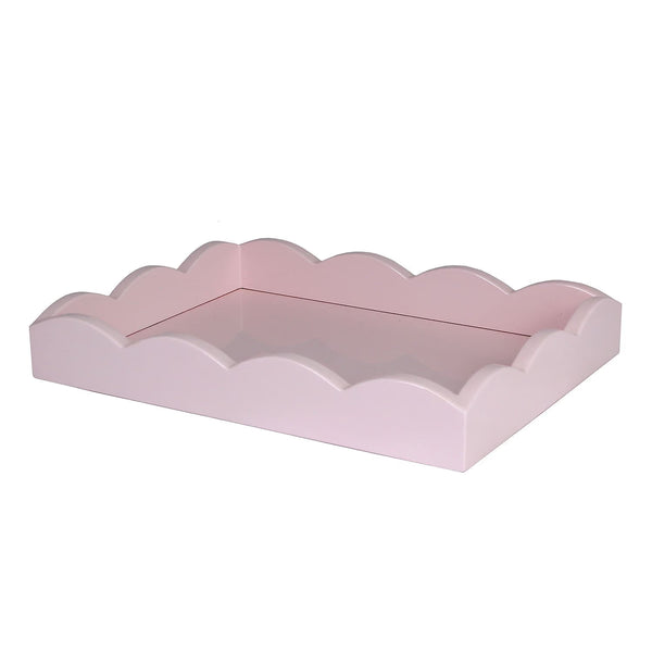 Small Lacquered Scalloped Tray - Pale Pink, 10.5"W x 8"D