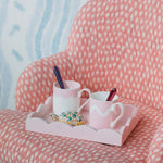 Small Lacquered Scalloped Tray - Pale Pink, 10.5"W x 8"D