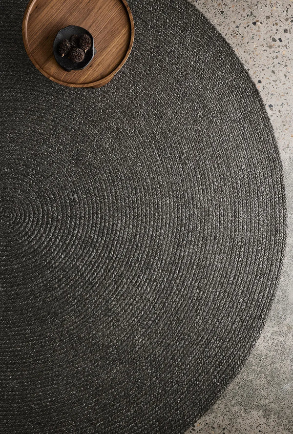 Braid Round Rug, Charcoal