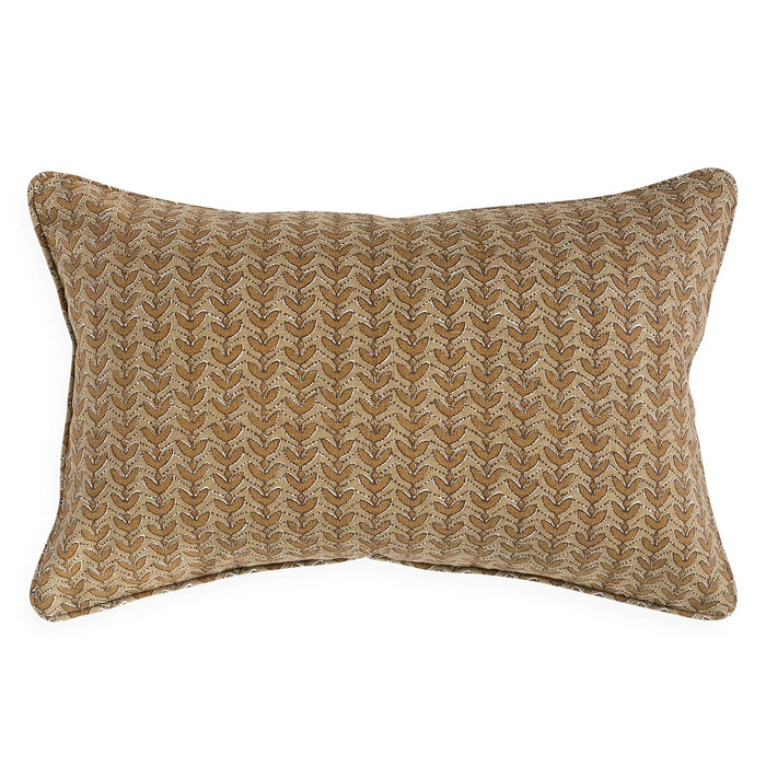 Aswan Toffee Linen Cushion, 14" x 22"
