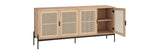 Avida Sideboard Large Rustic Oak / Black, 71.75"W x 18.5"D x 32.5"H