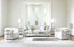 Aline Swivel Chair - White/Cream Chenille