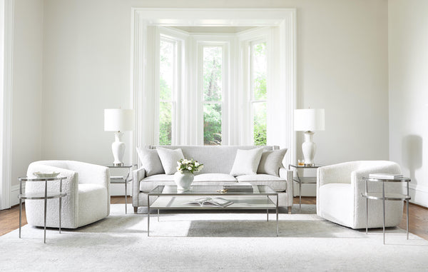 Aline Swivel Chair - White/Cream Chenille