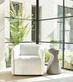 Aline Swivel Chair - White/Cream Chenille