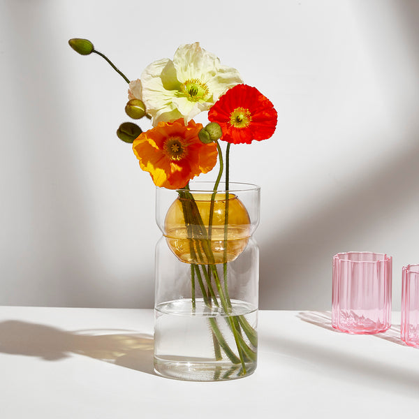 Balance Vase, Clear & Amber